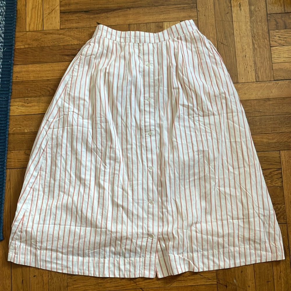 Pact White and red Midi A-Line Skirt